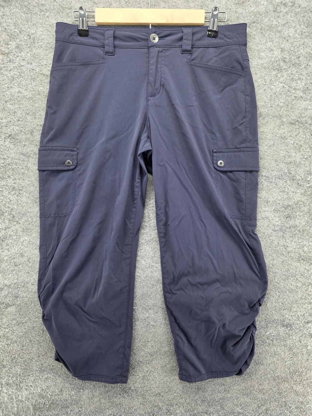 Eddie Bauer Pants Womens 4 Blue Cargo Microfiber Elastic Waist Pockets 22 In
